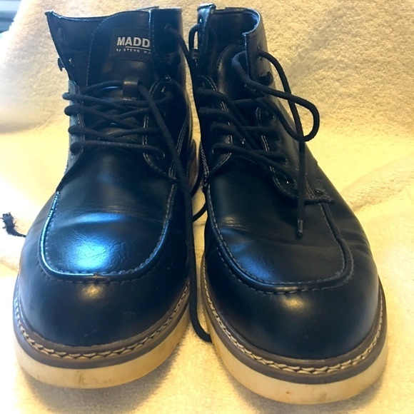 Steve Madden Sz 12 Ortholite black lace up Chukka boots. Synthetic leather. - Picture 1 of 15
